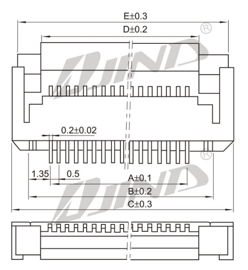 0.5mm G型 FPC 连接器 细节