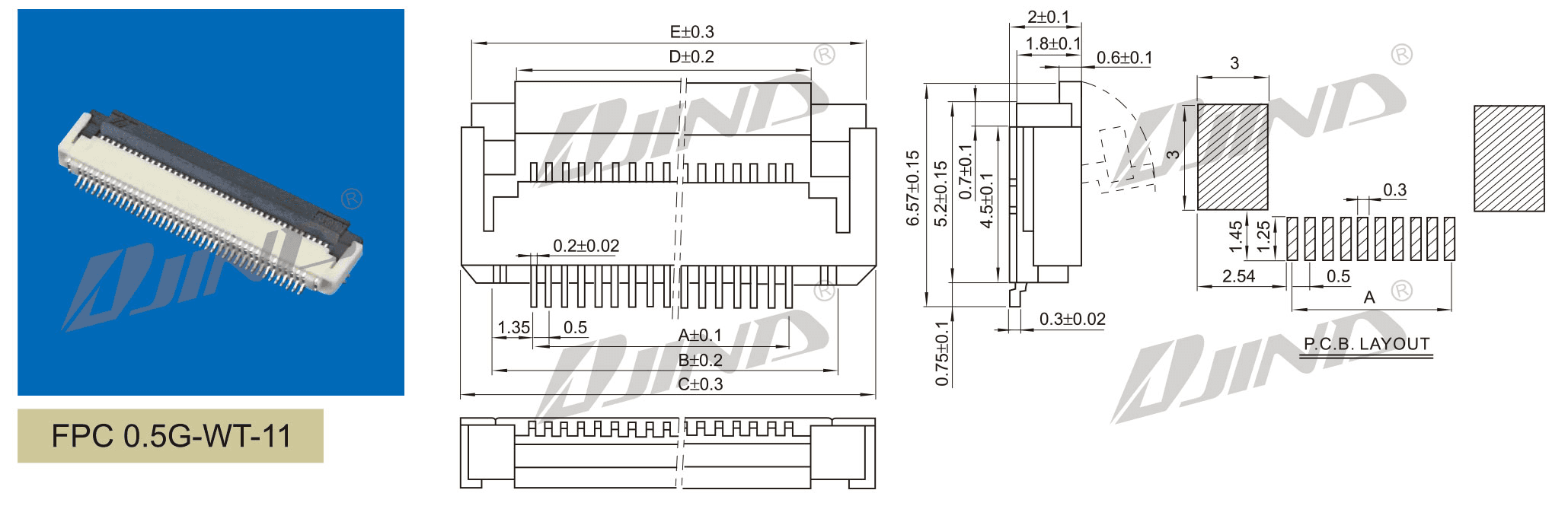 0.5mm G型 FPC 连接器