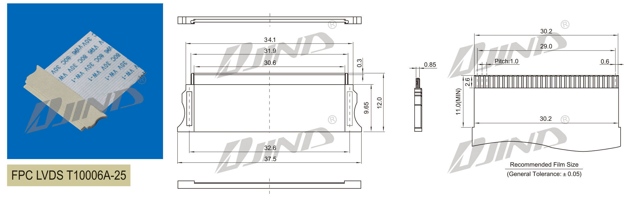 0.5mm LVDS FPC 连接器 装配图